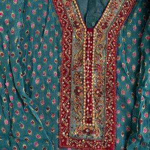 Shalwar Kameez. Embellished with dabka, beads, pearls and sequins.